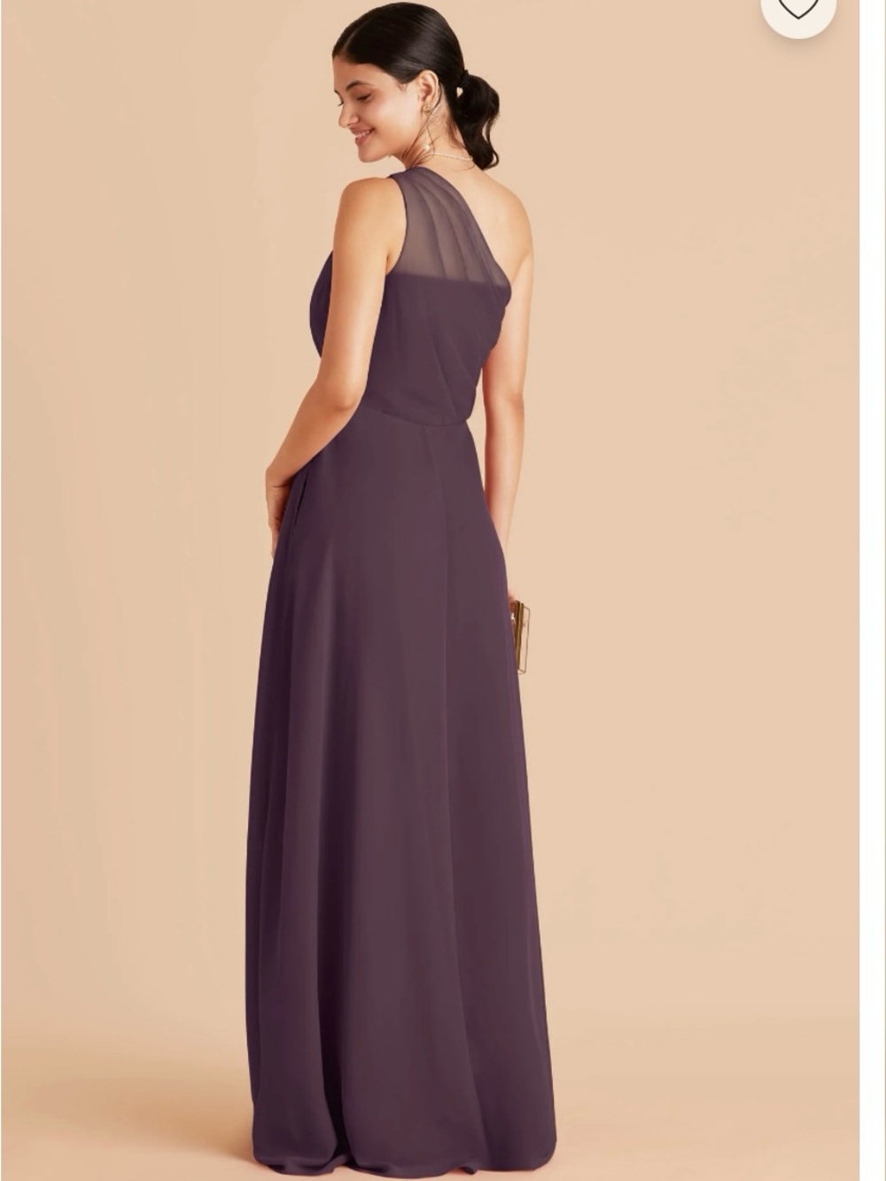 Birdy Grey One-Shoulder Plum Chiffon Gown
